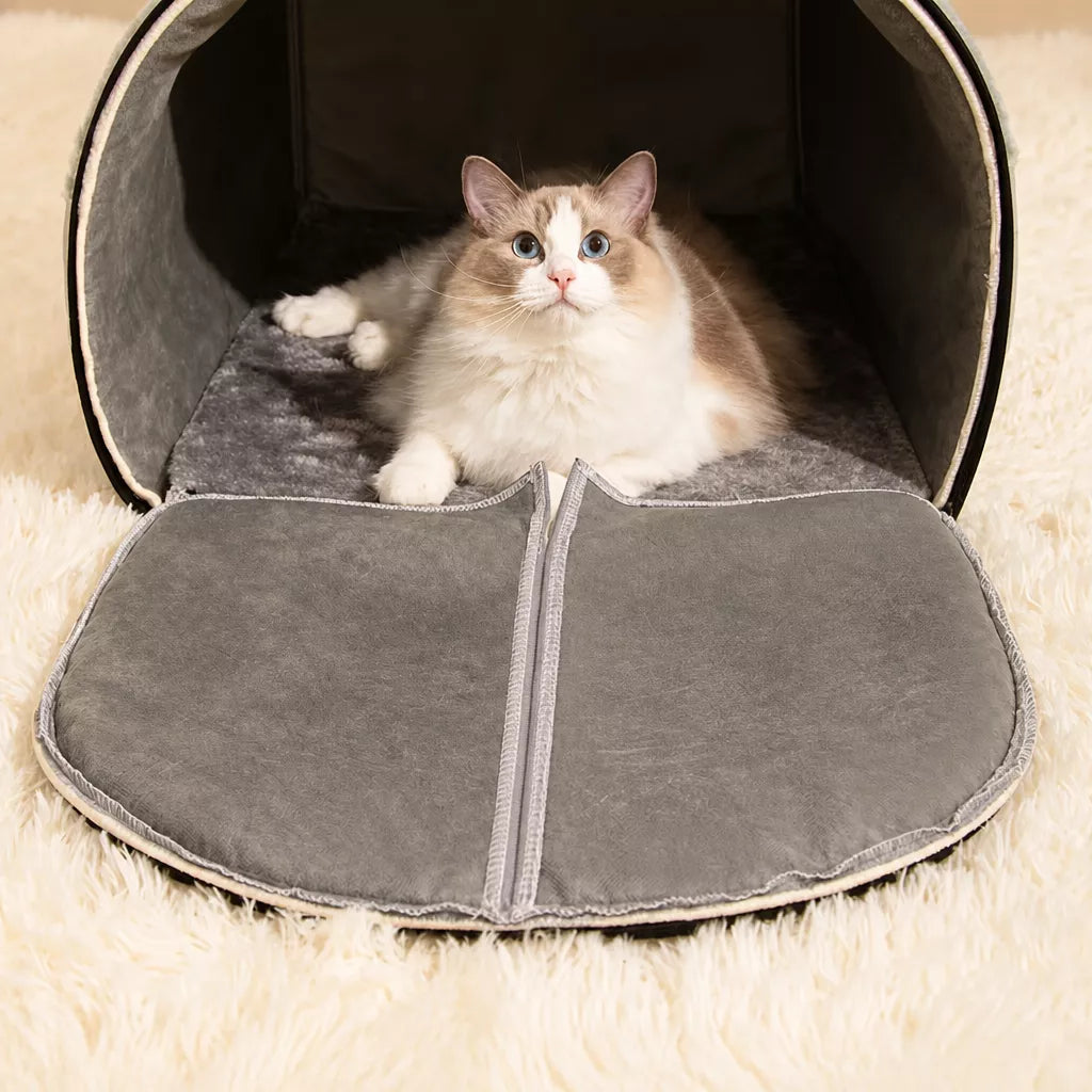 Enclosed House-Style Pet Bed for Cats and Dogs