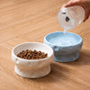 Cheese-Shaped Raised Ceramic Double Bowl Set for Cats and Dogs
