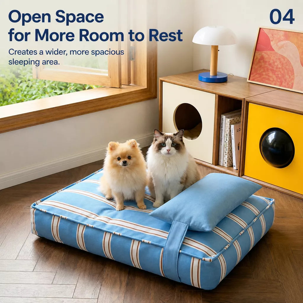 Removable Washable Striped Pet Bed for Small to Medium Dogs & Cats