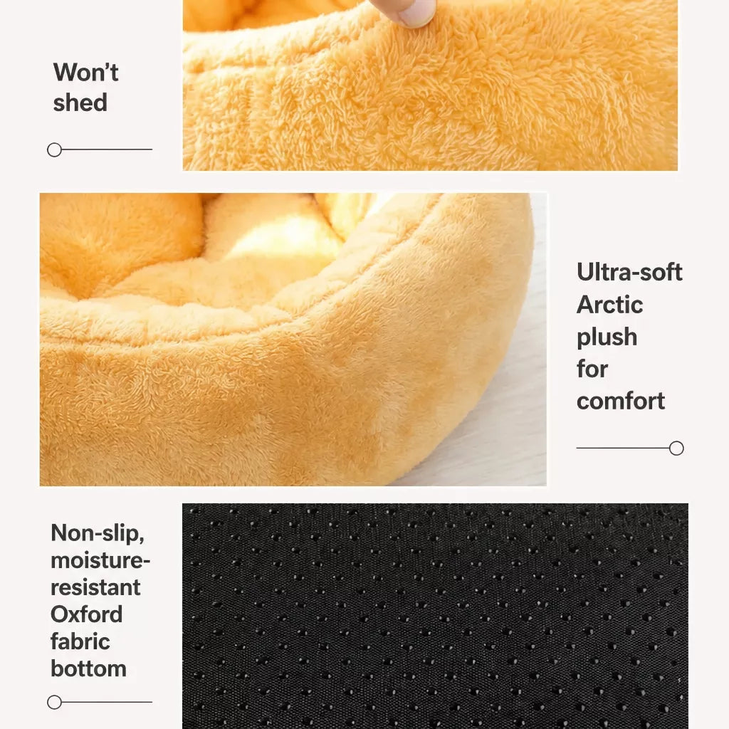 All-Season Plush Pet Bed for Cats and Small Dogs