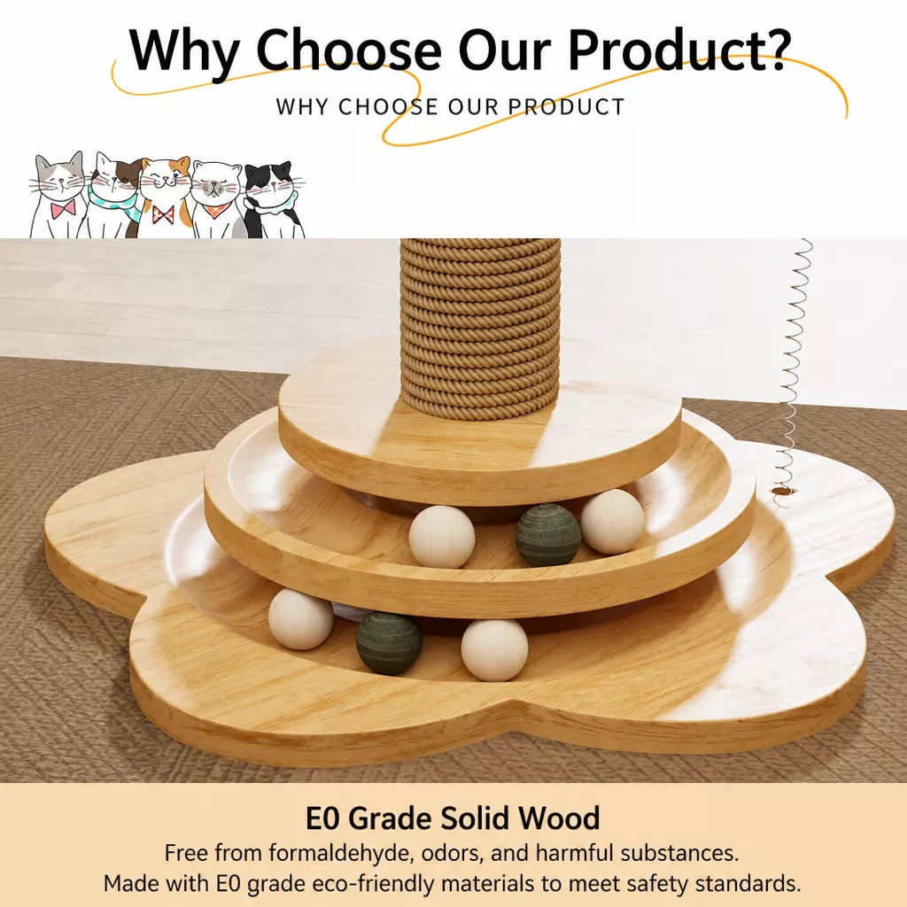 Vertical Sisal Cat Scratching Post with Climbing Structure