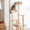 Rubberwood Cat Tree with Hideaway and Climbing Platforms