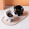 Ceramic Cat Bowl with Four-Leg Stand and Bow Tie