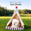 Semi-Enclosed Cotton-Linen Pet Tent Bed for Cats and Small Dogs