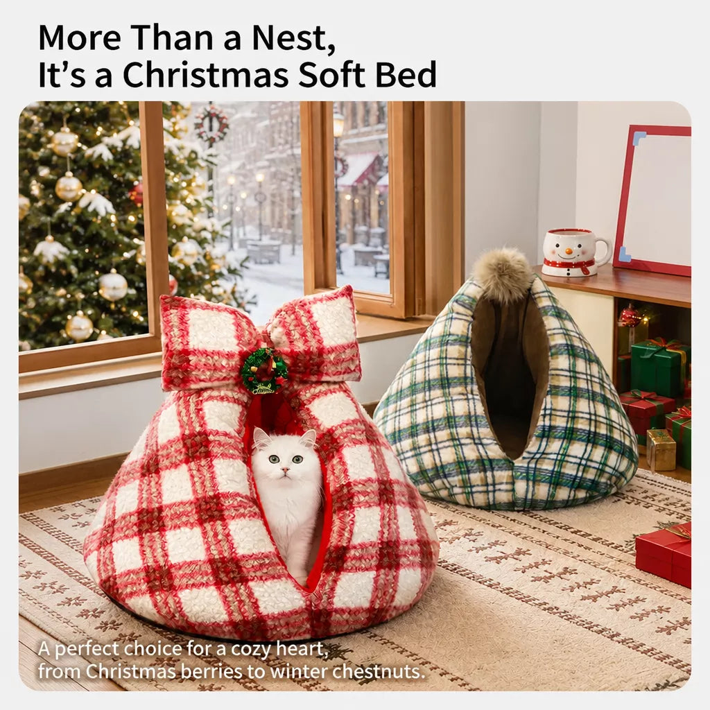 Semi-Enclosed Pet Tent Bed for Cats and Small Dogs
