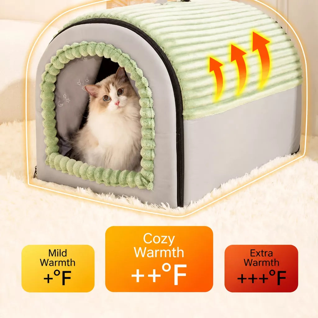 Enclosed House-Style Pet Bed for Cats and Dogs