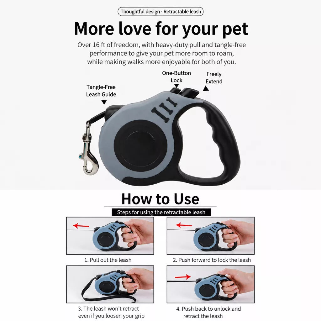 Retractable Dog Leash, 16.4 ft