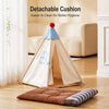 Semi-Enclosed Cotton-Linen Pet Tent Bed for Cats and Small Dogs