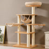 Solid Wood Cat Tree with Scratching Post and Hideaway
