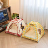 Foldable Semi-Enclosed Pet Tent Bed for Cats and Small Dogs
