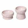 Cheese-Shaped Raised Ceramic Double Bowl Set for Cats and Dogs