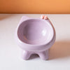 Ceramic Cat Bowl with Four-Leg Stand and Bow Tie