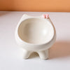 Ceramic Cat Bowl with Four-Leg Stand and Bow Tie