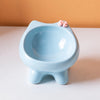 Ceramic Cat Bowl with Four-Leg Stand and Bow Tie