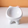 Ceramic Cat Bowl with Four-Leg Stand and Bow Tie