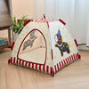 Foldable Semi-Enclosed Pet Tent Bed for Cats and Small Dogs