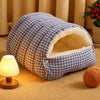 Semi-Enclosed Washable Pet Bed for Cats and Small Dogs