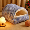 Semi-Enclosed Washable Pet Bed for Cats and Small Dogs