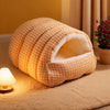 Semi-Enclosed Washable Pet Bed for Cats and Small Dogs