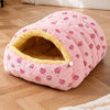 Semi-Enclosed Washable Pet Bed for Cats and Small Dogs