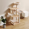 Solid Wood Cat Tree with Scratching Post and Hideaway