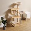 Solid Wood Cat Tree with Scratching Post and Hideaway