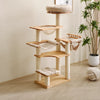 Solid Wood Cat Tree with Scratching Post and Hideaway