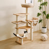 Solid Wood Cat Tree with Scratching Post and Hideaway