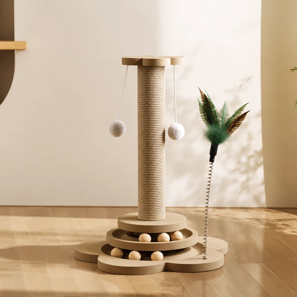 Vertical Sisal Cat Scratching Post with Climbing Structure