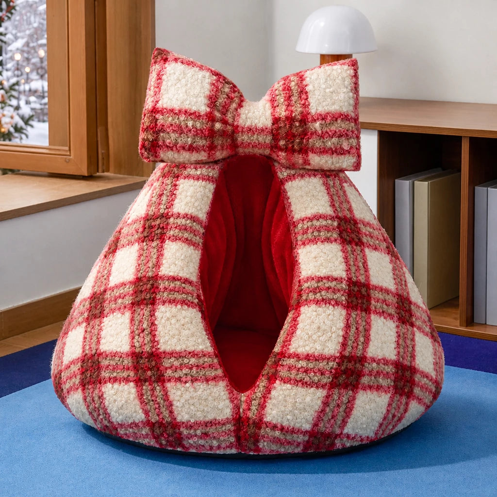 Semi-Enclosed Pet Tent Bed for Cats and Small Dogs