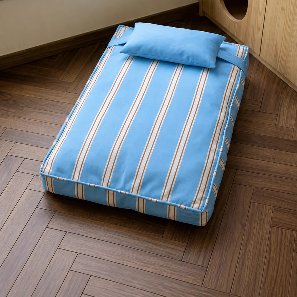 Removable Washable Striped Pet Bed for Small to Medium Dogs & Cats