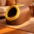 Enclosed Plush Cave Pet Bed for Cats and Small Dogs