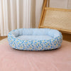 Floral Round Pet Bed for Cats and Small Dogs