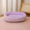 Floral Round Pet Bed for Cats and Small Dogs