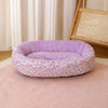 Floral Round Pet Bed for Cats and Small Dogs