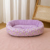 Floral Round Pet Bed for Cats and Small Dogs