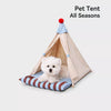 Semi-Enclosed Cotton-Linen Pet Tent Bed for Cats and Small Dogs
