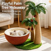 Vertical Coconut Tree Cat Scratcher with Integrated Cat Bed