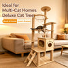 Large Wooden Cat Tree with Space Capsule & Scratching Post