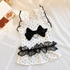 Polka Dot Flutter-Sleeve Pet Dress with Bow for Cats and Small Dogs