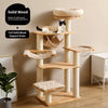 Solid Wood Cat Tree with Scratching Post and Hideaway