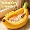 Banana-Shaped Plush Pet Bed for Dogs & Cats