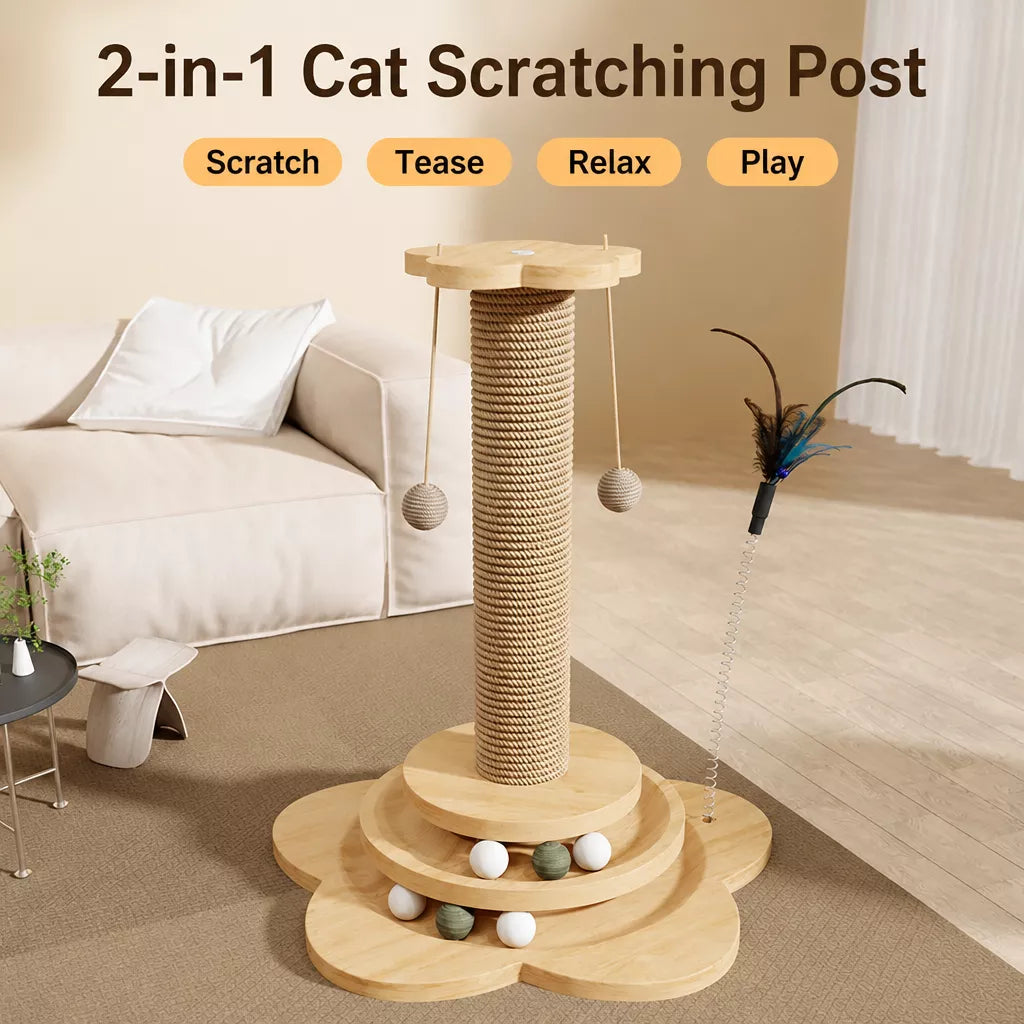 Vertical Sisal Cat Scratching Post with Climbing Structure