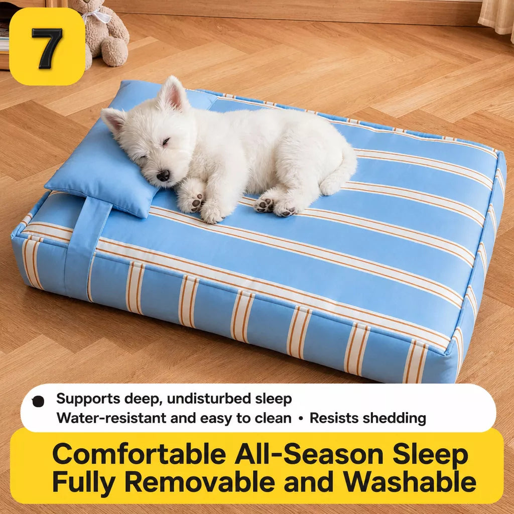 Removable Washable Striped Pet Bed for Small to Medium Dogs & Cats