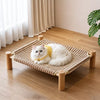 Rattan Cat Bed with Scratching Board