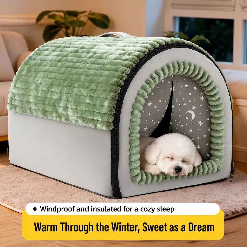 Enclosed House-Style Pet Bed for Cats and Dogs