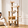 Large Solid Wood Cat Tree with Space Pod, House & Lookout Platforms