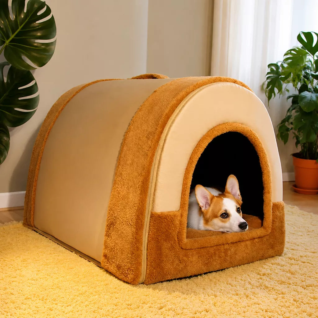 Enclosed Washable Pet House Bed for Dogs and Cats