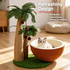 Vertical Coconut Tree Cat Scratcher with Integrated Cat Bed