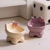 Ceramic Cat Bowl with Four-Leg Stand and Bow Tie